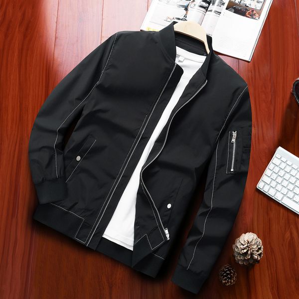 new men casual jacket autumn solid color baseball jacket mens thin windproof outerwear coat fashion stand collar clothing, Black;brown
new men casual jacket autumn solid color baseball jacket mens thin windproof outerwear coat fashion stand collar clothing, Black;brown