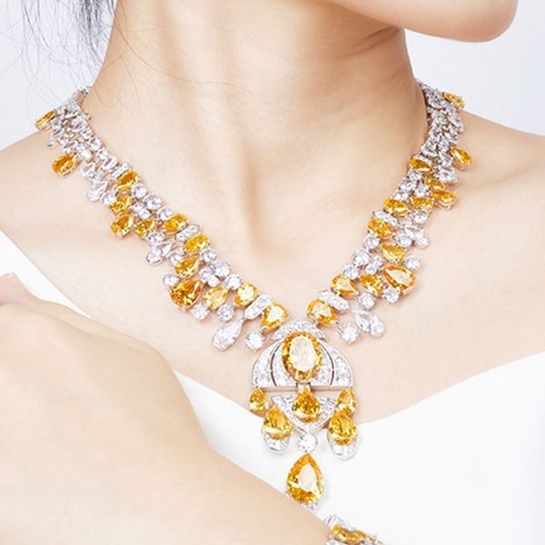 wedding jewelry sets luxury design big cubic zirconia yellow crystal stone earrings and necklace for bridal party wholesale 220929, Slivery;golden
wedding jewelry sets luxury design big cubic zirconia yellow crystal stone earrings and necklace for bridal party wholesale 220929, Slivery;golden