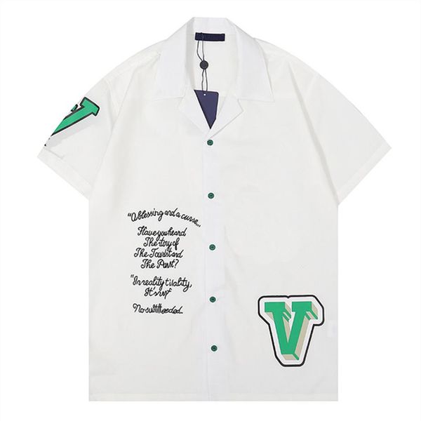 season men women casual shirts summer hawaii style button lapel cardigan short sleeve oversized shirt blouses brand designer 242y, White;black