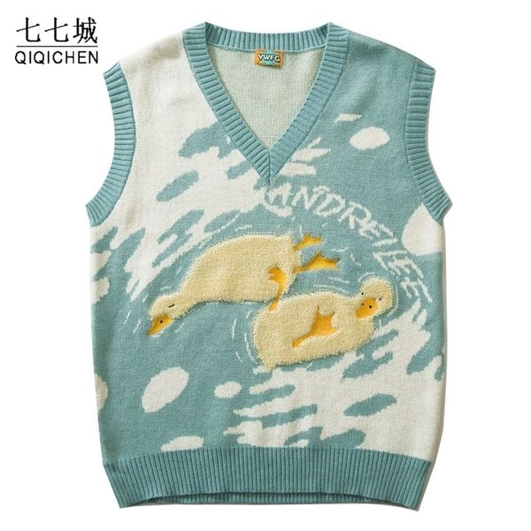 men's sweaters college knitted vest men women streetwear hip hop casual cartoons duck o-neck pullover loose sleeveless 220930, White;black
men's sweaters college knitted vest men women streetwear hip hop casual cartoons duck o-neck pullover loose sleeveless 220930, White;black