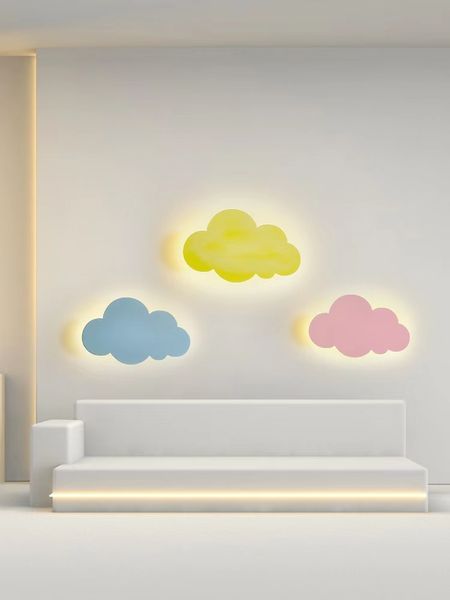 

Modern Colorful Cloud Wall Lamps for Baby Children's Room Boy Girl Lovely Cartoon LED Wall Light Bedside Indoor Lighting