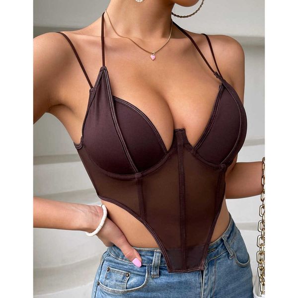 women's clothing summer new fishbone mesh splicing sling strap design sense personalized irregular vest 60137, White
women's clothing summer new fishbone mesh splicing sling strap design sense personalized irregular vest 60137, White