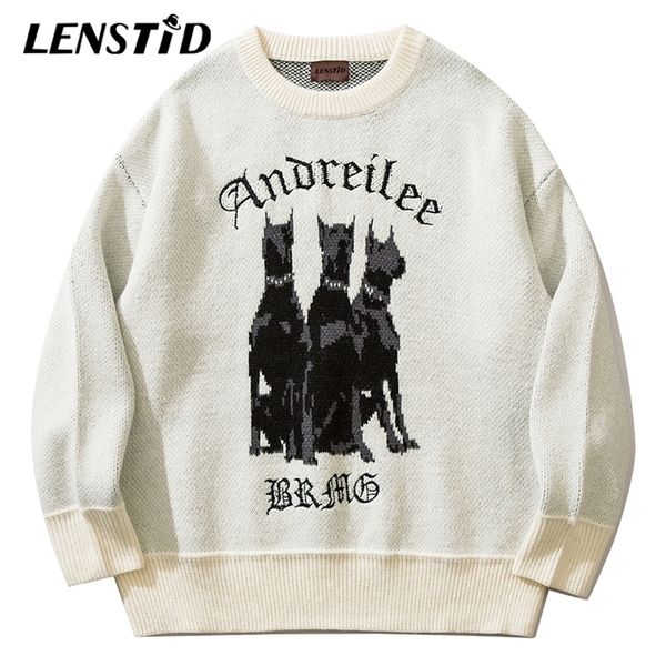 men's sweaters lenstid autumn men knitted jumper hip hop dog letter embroidery streetwear harajuku loose fashion casual male pullovers, White;black
men's sweaters lenstid autumn men knitted jumper hip hop dog letter embroidery streetwear harajuku loose fashion casual male pullovers, White;black