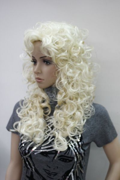 fashion curly 60cm long blonde synthetic hair women's wig loose curls color 613 wig, Black
fashion curly 60cm long blonde synthetic hair women's wig loose curls color 613 wig, Black