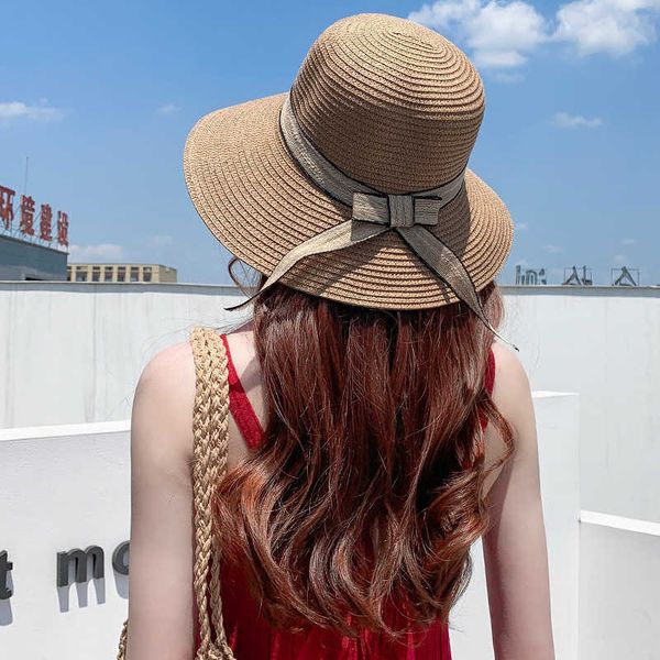 wide brim 2021 new summer sun bow raffia visor temperament flat straw s women's sea beach vacation leisure sunscreen hat 0929, Blue;gray
wide brim 2021 new summer sun bow raffia visor temperament flat straw s women's sea beach vacation leisure sunscreen hat 0929, Blue;gray