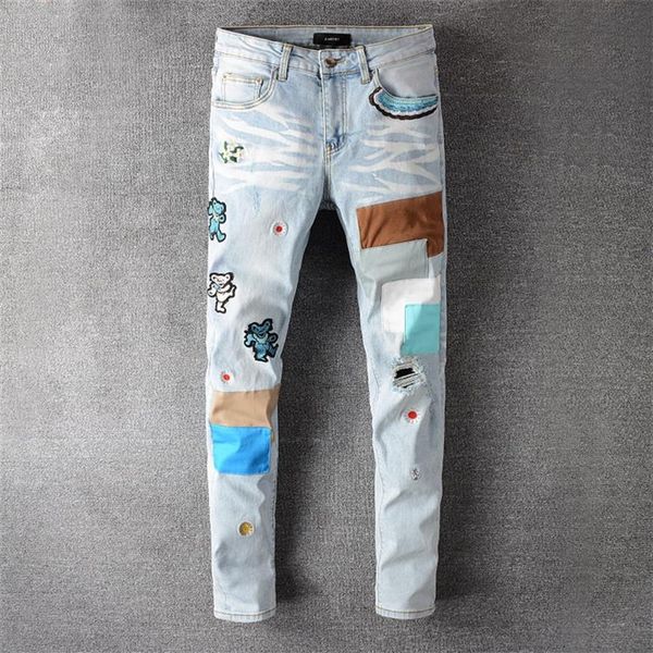 20ss mens designer jeans distressed ripped biker slim fit motorcycle denim for men s fashion jean mans pants pour homm175g, Blue
20ss mens designer jeans distressed ripped biker slim fit motorcycle denim for men s fashion jean mans pants pour homm175g, Blue