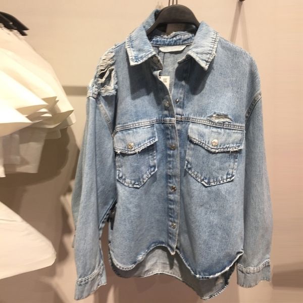 women s jackets spring autumn women ripped denim cool jacket fashion casual loose pocket buttons blouses shirt coat za 220929, Black;brown
women s jackets spring autumn women ripped denim cool jacket fashion casual loose pocket buttons blouses shirt coat za 220929, Black;brown