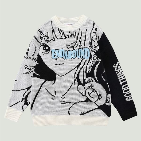 men's sweaters japanese manga girls cartoon printed knitted mens hip hop harajuku casual cotton oversized loose pullovers 220930, White;black
men's sweaters japanese manga girls cartoon printed knitted mens hip hop harajuku casual cotton oversized loose pullovers 220930, White;black