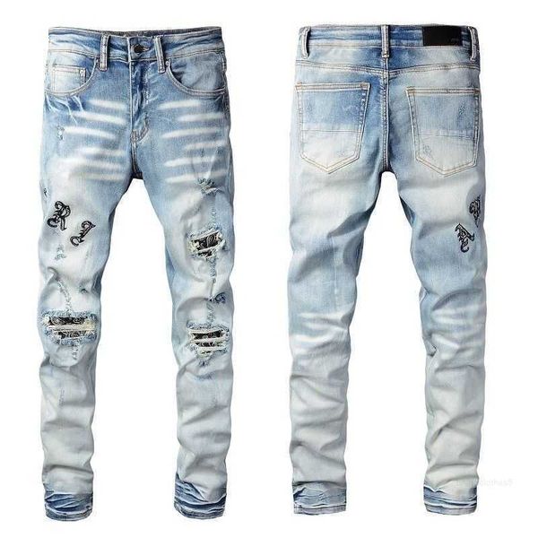 denim amirs jeans designer pants man fall fashion new men's black lace embroidery patch elastic slim fit leggings vscx, Blue
denim amirs jeans designer pants man fall fashion new men's black lace embroidery patch elastic slim fit leggings vscx, Blue