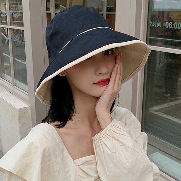 ball caps big brim women sunhat summer outdoor beach uv proof female full face protection bucket hat fashion stripe foldable fisherman cap 0, Blue;gray 
ball caps big brim women sunhat summer outdoor beach uv proof female full face protection bucket hat fashion stripe foldable fisherman cap 0, Blue;gray