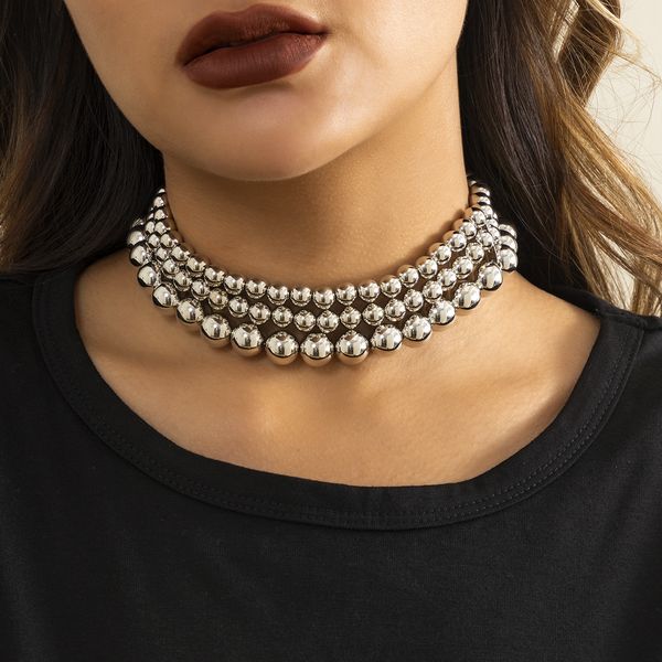 beaded necklaces exaggerated layered beads chain choker necklace for women hiphop big ball fashion jewelry 220929, Silver
beaded necklaces exaggerated layered beads chain choker necklace for women hiphop big ball fashion jewelry 220929, Silver