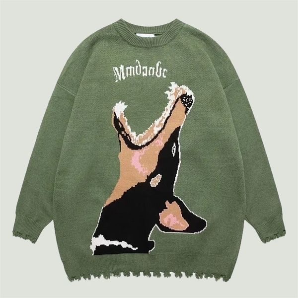 men's sweaters hip hop knitted jumpers mens fashion harajuku doberman pattern streetwear oversized casual loose pullovers 220930, White;black
men's sweaters hip hop knitted jumpers mens fashion harajuku doberman pattern streetwear oversized casual loose pullovers 220930, White;black