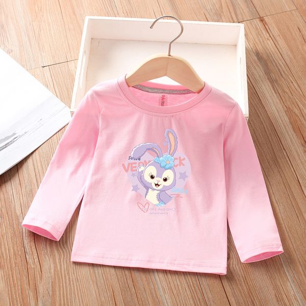 disney warm long sleeved t-shirt pure cotton spring and autumn round neck rabbit printing base coat 2022, Blue