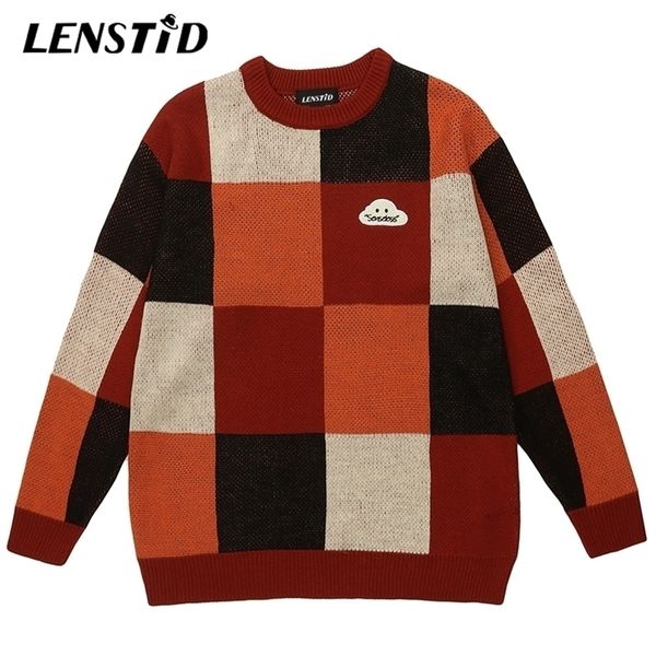 men's sweaters lenstid autumn men plaid knitted jumper hip hop embroidery streetwear harajuku fashion casual pullovers clothing 220930, White;black
men's sweaters lenstid autumn men plaid knitted jumper hip hop embroidery streetwear harajuku fashion casual pullovers clothing 220930, White;black