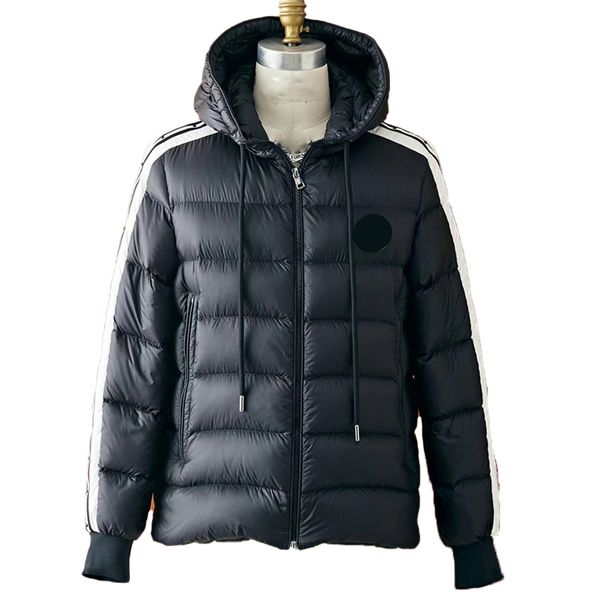 designer mens down parkas women's sleeves white stripe stand collar hooded embroidery badge couple casual thickened warm jacket, Black
designer mens down parkas women's sleeves white stripe stand collar hooded embroidery badge couple casual thickened warm jacket, Black