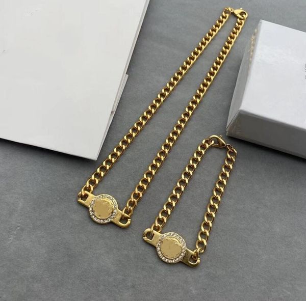 european and american letter necklace rhinestone twist piece brass material temperament wild collarbone chain bracelet set, Silver
european and american letter necklace rhinestone twist piece brass material temperament wild collarbone chain bracelet set, Silver