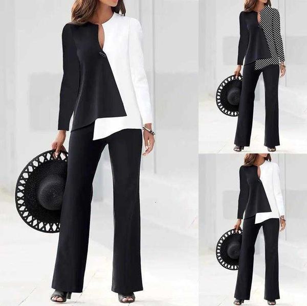 womens clothing 2022 autumn new casual loose elegant long sleeve color blocking suit women, White
womens clothing 2022 autumn new casual loose elegant long sleeve color blocking suit women, White