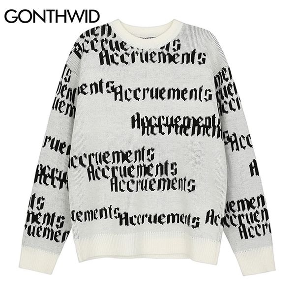 men's sweaters gonthwid streetwear harajuku pullover knitted sweater fashion casual hip hop knitwear knit 220930, White;black
men's sweaters gonthwid streetwear harajuku pullover knitted sweater fashion casual hip hop knitwear knit 220930, White;black