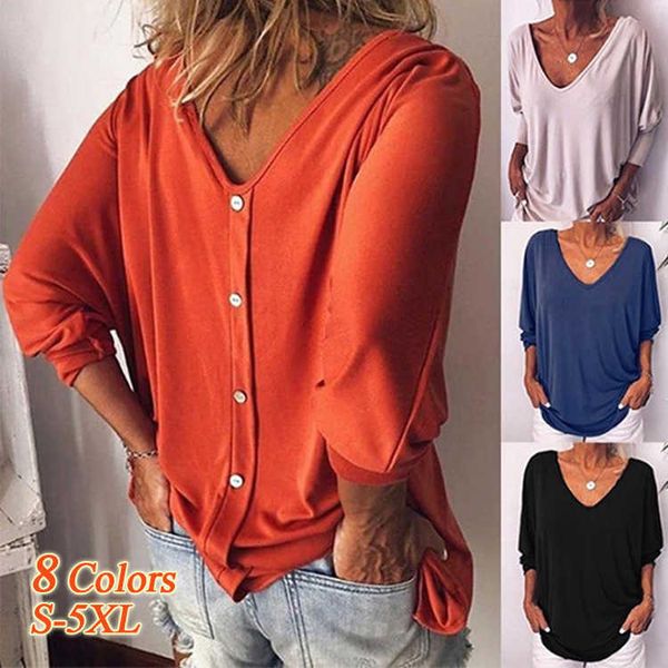women's knits & tees women's clothing v-neck bat quarter sleeve back button t-shirt blouse, White
women's knits & tees women's clothing v-neck bat quarter sleeve back button t-shirt blouse, White