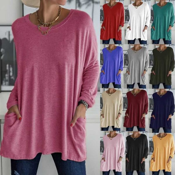 women's clothing spring / summer 2022 new round neck long sleeve loose pocket solid t-shirt casual wear, White
women's clothing spring / summer 2022 new round neck long sleeve loose pocket solid t-shirt casual wear, White