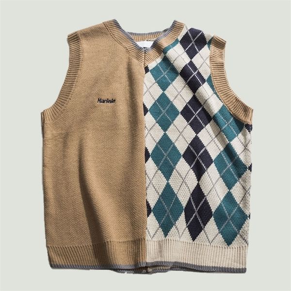 men's sweaters japan style patchwork vest mens harajuku streetwear fashion geometry graphics sleeveless knitted pullover couples 22093, White;black
men's sweaters japan style patchwork vest mens harajuku streetwear fashion geometry graphics sleeveless knitted pullover couples 22093, White;black
