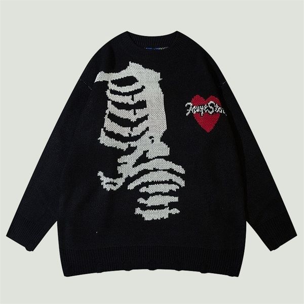 men's sweaters high street hip hop knitted men harajuku vintage skeleton heart graphic jumper oversized casual pullovers autumn 220930, White;black
men's sweaters high street hip hop knitted men harajuku vintage skeleton heart graphic jumper oversized casual pullovers autumn 220930, White;black