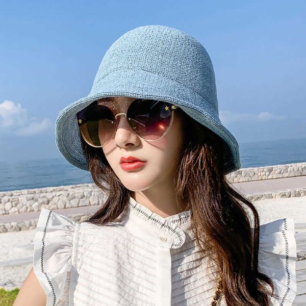 brim s 2021 female summer women's hat hepburn style vintage design wide side straw solid color holiday beach big sun hat 0929, Blue;gray
brim s 2021 female summer women's hat hepburn style vintage design wide side straw solid color holiday beach big sun hat 0929, Blue;gray