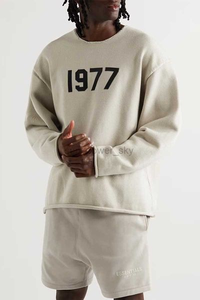 men's sweaters essential designer fashion brand 1977 digital flocking embroidery crew neck shirt men women's knitted sweater, White;black
men's sweaters essential designer fashion brand 1977 digital flocking embroidery crew neck shirt men women's knitted sweater, White;black