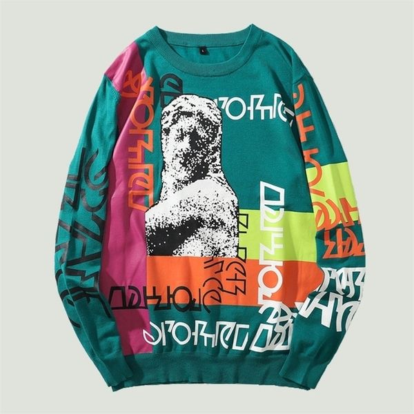 men's sweaters high street vintage knitted sweater men harajuku statue graffiti printed hip hop loose casual pullover 220930, White;black
men's sweaters high street vintage knitted sweater men harajuku statue graffiti printed hip hop loose casual pullover 220930, White;black