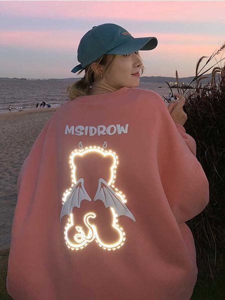 women's hoodies sweatshirts deeptown kawaii reflective bear oversized sweatshirt women harajuku loose hoodies female hip hop angel pull, Black
women's hoodies sweatshirts deeptown kawaii reflective bear oversized sweatshirt women harajuku loose hoodies female hip hop angel pull, Black