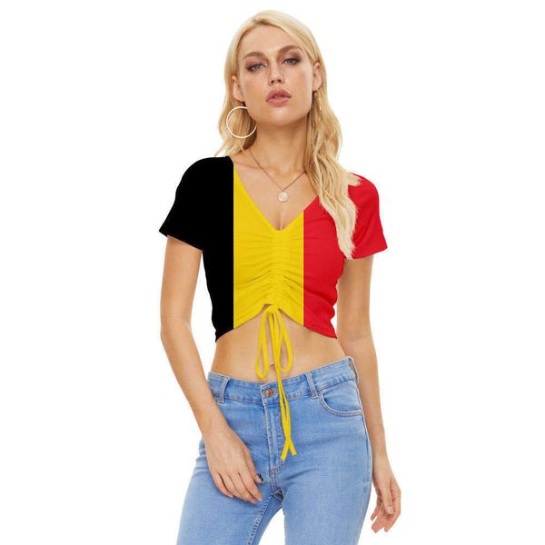 new national cup element v neck short sleeve ruffled lace up open umbilical t-shirt women's wear, White
new national cup element v neck short sleeve ruffled lace up open umbilical t-shirt women's wear, White