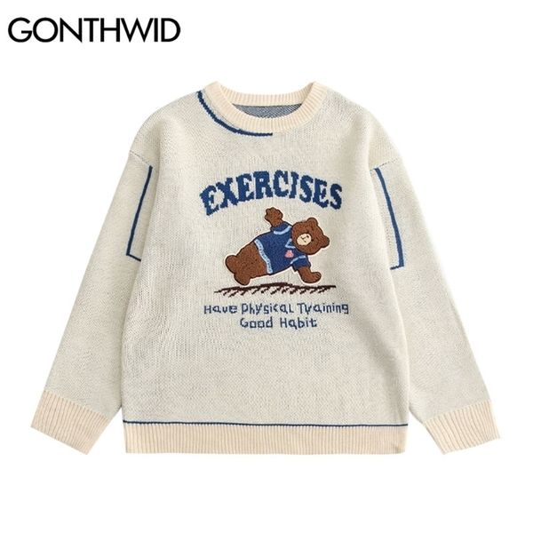 men's sweaters gonthwid streetwear harajuku cartoon bear knitted pullover jumpers sweater fashion loose casual men hip hop 220930, White;black
men's sweaters gonthwid streetwear harajuku cartoon bear knitted pullover jumpers sweater fashion loose casual men hip hop 220930, White;black