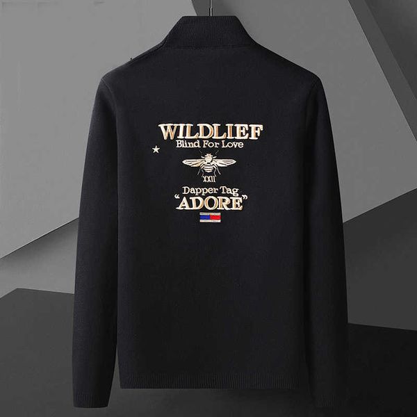 men's sweaters bee embroidery men's sweater cardigan korean casual coat elegant men 2021 autumn winter coat trend luxury brand men, White;black
men's sweaters bee embroidery men's sweater cardigan korean casual coat elegant men 2021 autumn winter coat trend luxury brand men, White;black