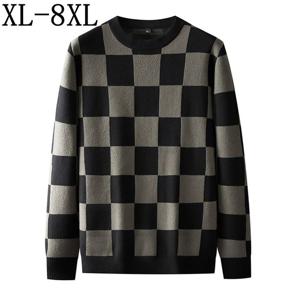 8xl 7xl 6xl 2022 new fall winter england style plaid sweater men long sleeve loose male pullovers casual mens christmas sweaters, White;black
8xl 7xl 6xl 2022 new fall winter england style plaid sweater men long sleeve loose male pullovers casual mens christmas sweaters, White;black