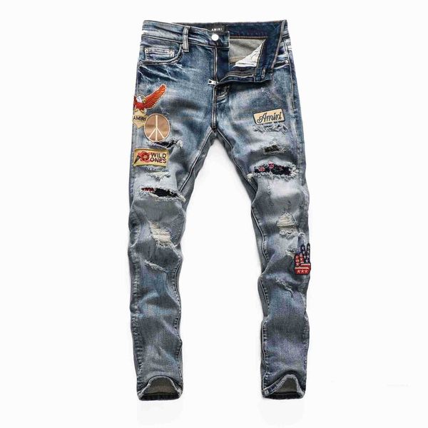 denim amirs jeans designer pants man fall 8316 high street fashion brand new blue broken men's personality patch elastic slim fit men z
denim amirs jeans designer pants man fall 8316 high street fashion brand new blue broken men's personality patch elastic slim fit men z