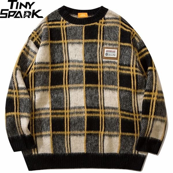 men's sweaters retro plaid streetwear men women knitted hip hop vintage pullover autumn cotton checkered harajuku 220930, White;black
men's sweaters retro plaid streetwear men women knitted hip hop vintage pullover autumn cotton checkered harajuku 220930, White;black