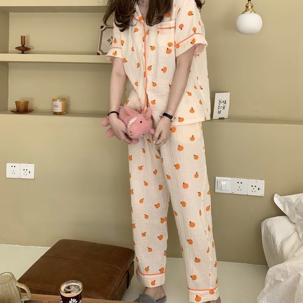 qweek cotton home suit korean sleepwear orange print pajamas women autumn pijama pyjamas long short sleeve 2 piece set nightwear
qweek cotton home suit korean sleepwear orange print pajamas women autumn pijama pyjamas long short sleeve 2 piece set nightwear