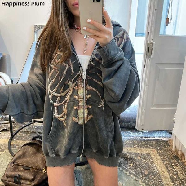 women's hoodies sweatshirts harajuku y2k punk vintage oversized hoodie e-girl gothic grunge skull print zip-up long sleeve sweatshirt c, Black
women's hoodies sweatshirts harajuku y2k punk vintage oversized hoodie e-girl gothic grunge skull print zip-up long sleeve sweatshirt c, Black