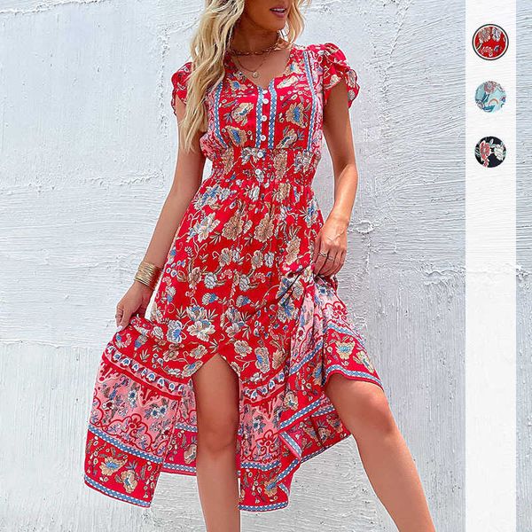 women's clothing 2022 summer new style v-neck slim fit split scarlet dress, White
women's clothing 2022 summer new style v-neck slim fit split scarlet dress, White