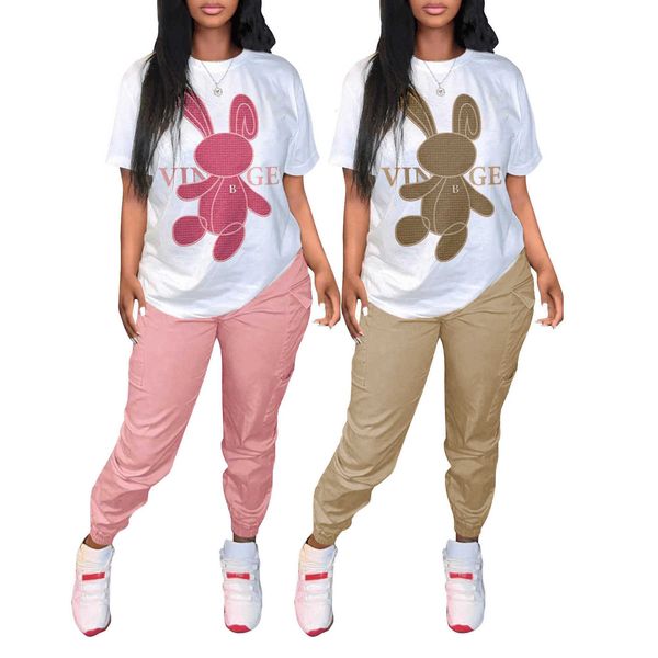 women's clothing 2195 street fashion spice girl rabbit print short sleeve t-shirt multi pocket tunic fitted workwear set, White
women's clothing 2195 street fashion spice girl rabbit print short sleeve t-shirt multi pocket tunic fitted workwear set, White