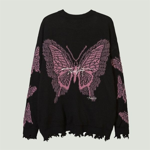 men's sweaters fashion harajuku butterfly knitting mens hip hop vintage tattered printed casual oversized pullovers streetwear 220930, White;black
men's sweaters fashion harajuku butterfly knitting mens hip hop vintage tattered printed casual oversized pullovers streetwear 220930, White;black