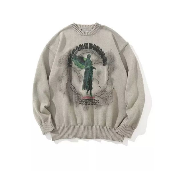 men's sweaters street trend loose couple round neck pullover sweater harajuku lightning statue print casual fashionable oversized women, White;black
men's sweaters street trend loose couple round neck pullover sweater harajuku lightning statue print casual fashionable oversized women, White;black