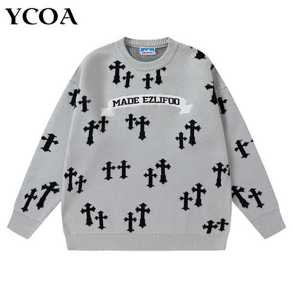 men's sweaters men sweater oversize pullover jumper korean fashion print knitted long sleeves harajuku streetwear y2k aesthetic clothi, White;black
men's sweaters men sweater oversize pullover jumper korean fashion print knitted long sleeves harajuku streetwear y2k aesthetic clothi, White;black
