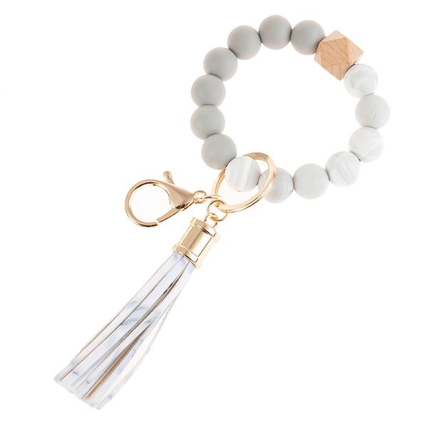 keychain leather tassel wooden bead food grade silicone bracelet key ring car access control personality fashion chain 14 colors string cute, Silver
keychain leather tassel wooden bead food grade silicone bracelet key ring car access control personality fashion chain 14 colors string cute, Silver