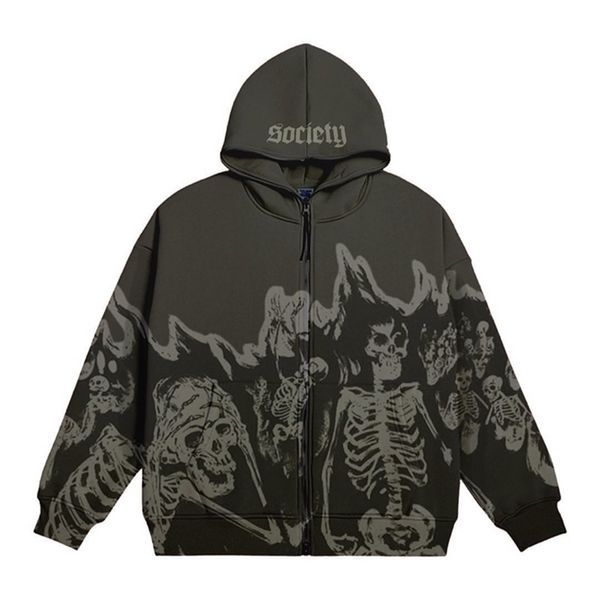 men's hoodies sweatshirts streetwear crewneck skeleton hoodie couple style y2k retro hoodie zipper oversized sweatshirt gothic 220929, Black
men's hoodies sweatshirts streetwear crewneck skeleton hoodie couple style y2k retro hoodie zipper oversized sweatshirt gothic 220929, Black