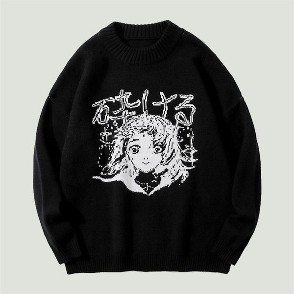 men's sweaters high street cartoon anime girl printed knitted mens harajuku oversized loose casual cotton pullover autumn black 220930, White;black
men's sweaters high street cartoon anime girl printed knitted mens harajuku oversized loose casual cotton pullover autumn black 220930, White;black