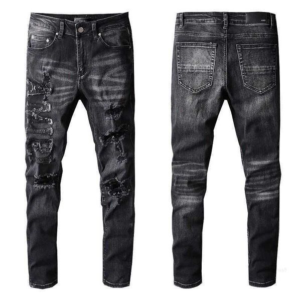 denim amirs jeans designer pants man fall fashion brand am men's black perforated embroidery patch elastic slim leggings esra, Blue
denim amirs jeans designer pants man fall fashion brand am men's black perforated embroidery patch elastic slim leggings esra, Blue