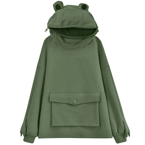 autumn winter frog hoodie for women sweatshirt solid color hooded with flap pocket casual fashion lazy style coat loose 220811, Black
autumn winter frog hoodie for women sweatshirt solid color hooded with flap pocket casual fashion lazy style coat loose 220811, Black