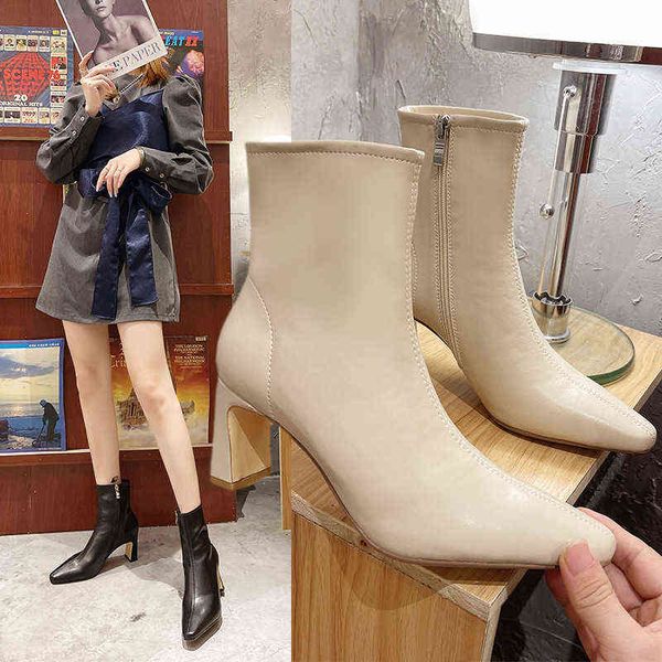 high heeled short women's spring and autumn new 2022 martin square head thin heel boots middle tube, Black
high heeled short women's spring and autumn new 2022 martin square head thin heel boots middle tube, Black