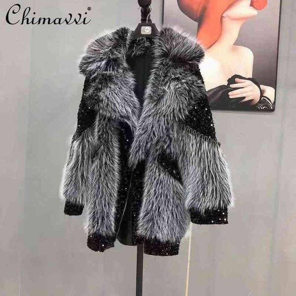 2022 new fashion elegant black women's coat winter long sleeve casual korean faux fur jacket female oversized warm outerwear t220810
2022 new fashion elegant black women's coat winter long sleeve casual korean faux fur jacket female oversized warm outerwear t220810